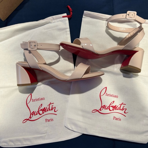 Brand New Christian Louboutin Miss Sabina 55 Patent Leather Sandals 37.5 Leche - Picture 6 of 9